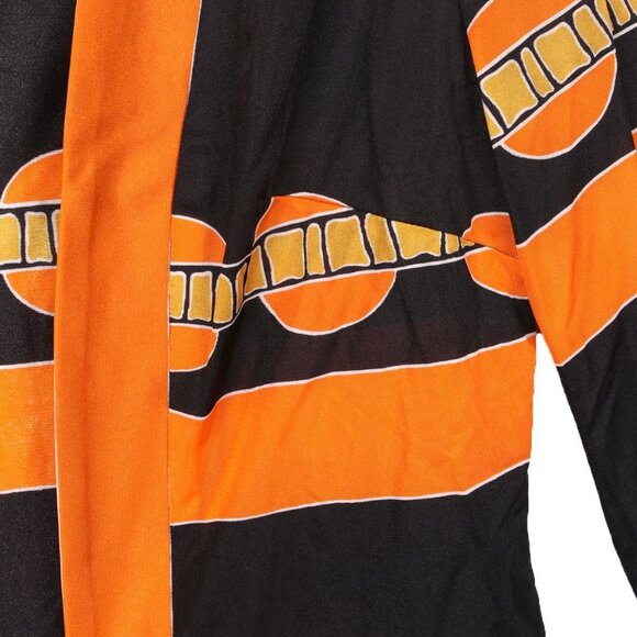 Vintage GOTTEX 60s Top Skirt Set Maxi Long Sleeve Top Black Orange Psychedelic - Picture 11 of 16